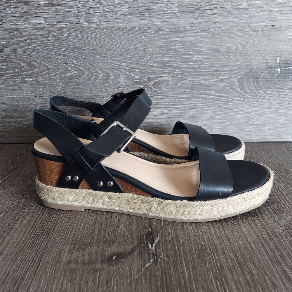 Tommy Bahama Jona Espadrille Wedge Sandals Black Size 9